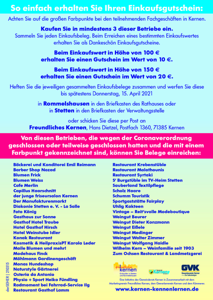 aktion bis 10 4 verlangert in kernen einkaufen belege sammeln und gutscheine erhalten